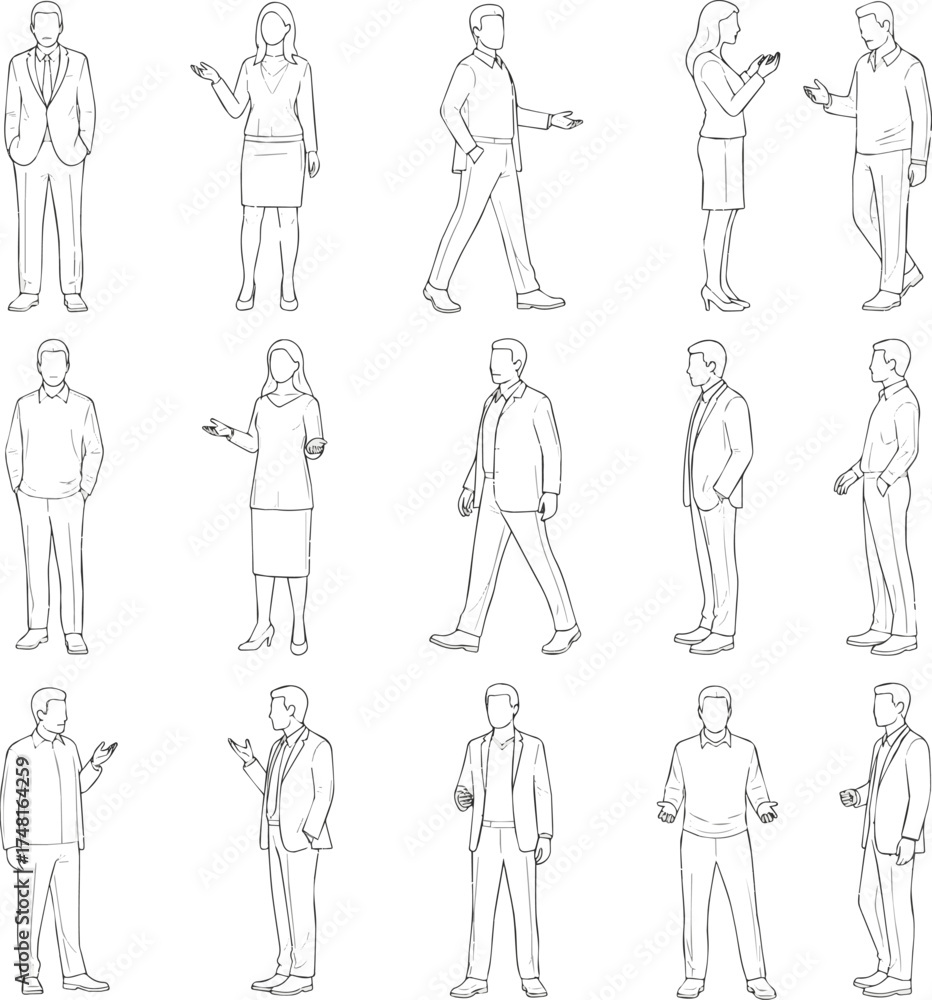 Deferent Position Design Isolated a kinds of deferent CAD Drawing. Vector illustration of men ...