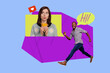 © deagreez - Collage of happy influencer like icon with heart symbolizing internet popularity social media trends