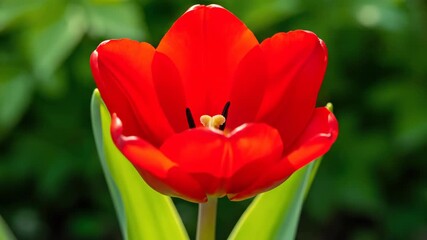 Wall Mural - A vibrant flower blooming timelapse, opening its petals gracefully under changing natural light graceful, environment, fast motion