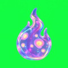 Wall Mural - Colorful cosmic flame illustration animation isolated asset, transparent 4K video, alpha channel, ProRes 4444