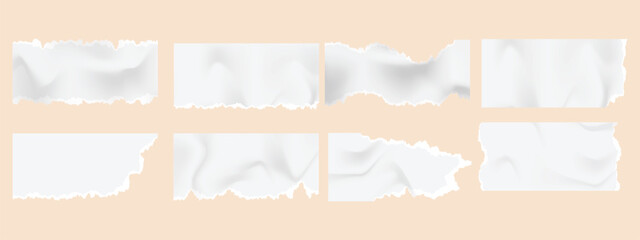 Wall Mural - Set of black torn paper edge shapes on white background for design