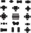 © ShamimReza - Outdoor Table and Chair Silhouettes, Patio Furniture Vector, Top Down Plan View, Minimal Design, Isolated Flat Icons