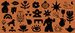 © KPstudio - Naive organic shapes hand drawn collection. Vintage cut out doodle elements. Trendy shape silhouette, simple abstract form like star, flower, body part, bird, flame vector set for branding and print.