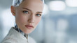© forenna - Hyperreal android with synthetic skin and expressive human-like eyes, symbolizing emotional artificial intelligence, robotics advancement, and seamless integration of machines into human