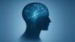 © Okai Graphic - A digital human head silhouette with glowing neural connections and data lines, representing AI technology against a soft blue gradient background