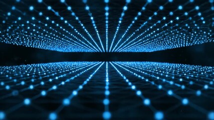 Wall Mural - Expanding Particle Grid Network Seamlessly Looping Video dynamic, presentation, expanding particle grid