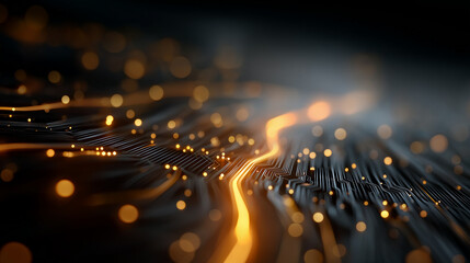 Wall Mural - Abstract digital futuristic design: A captivating visual representation of a high-tech digital landscape, showcasing luminous data streams and interconnected pathways.