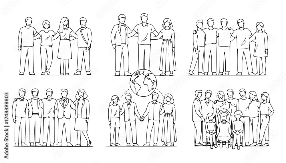 Vector art of diverse group of people standing together in unity ...