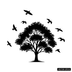 set of trees silhouettes