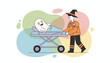 © Morning Vector - Halloween medic pushes happy ghost on gurney Spooky healthcare concept illustration