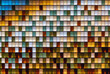 © Roberto Sorin - Colorful transparent glass bricks forming a decorative wall