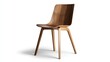 © Newleks - Wooden chair with minimalist scandinavian design ideals on a white background, presenting a modern seating solution emphasizing comfort and aesthetic appeal