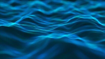 Wall Mural - Seamlessly looping video of an abstract organic energy field with vibrant electric blue and green waves gently pulsing and flowing futuristic, futuristic, movement