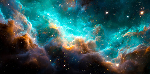 Wall Mural - Beautiful nebula in deep space, with stars and galaxies.