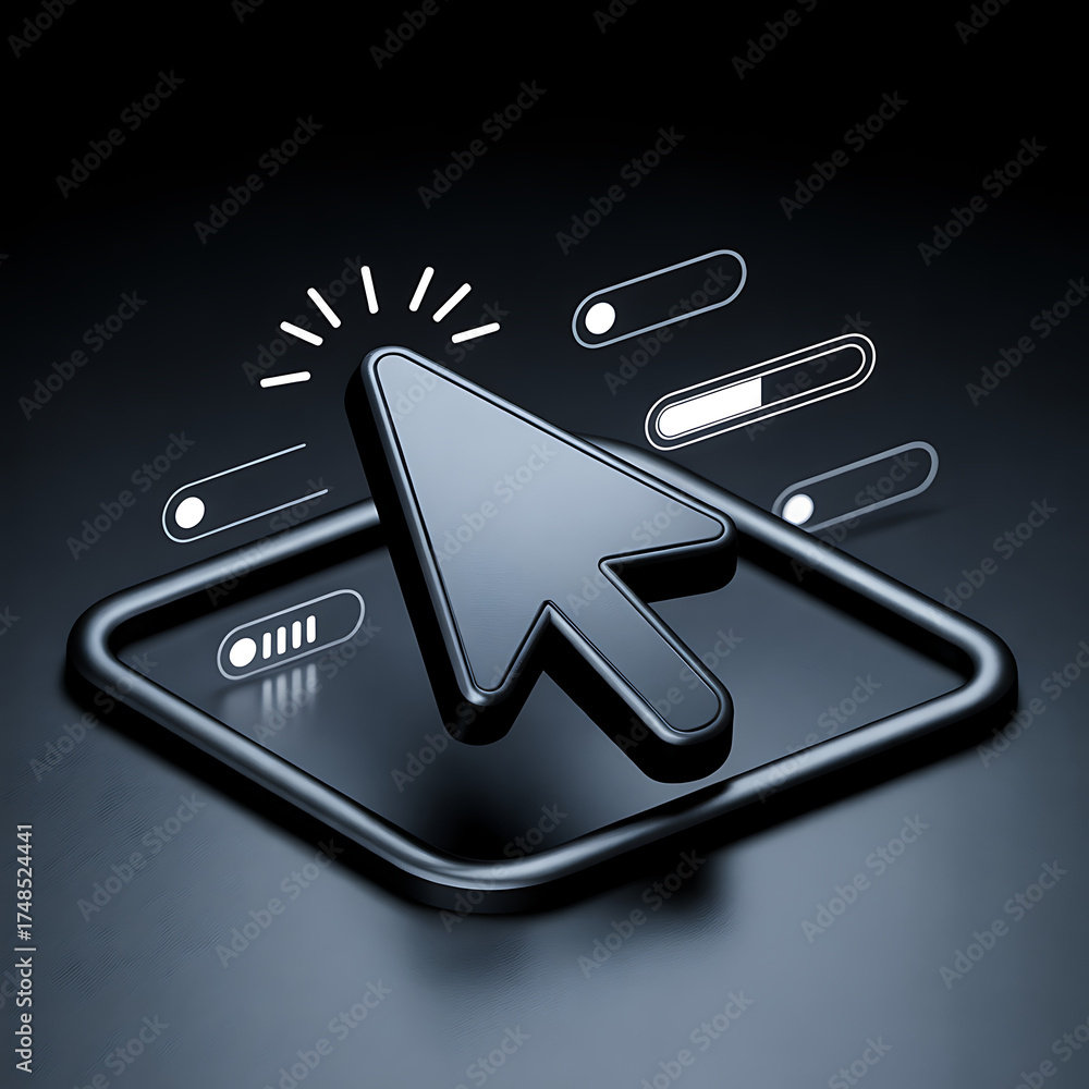 Computer mouse click cursor gray arrow icons set and loading icons ...