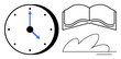 © robu_s - Clock with arrows representing time, an open book symbolizing learning, and an abstract cloud shape for creativity. Ideal for time management, education, productivity, innovation, imagination