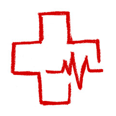 Wall Mural - Heart Medicine Health Related Icon Crayon Chalk Drawing Doodle Vector