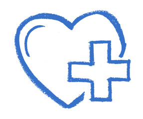 Wall Mural - Heart Medicine Health Related Icon Crayon Chalk Drawing Doodle Vector