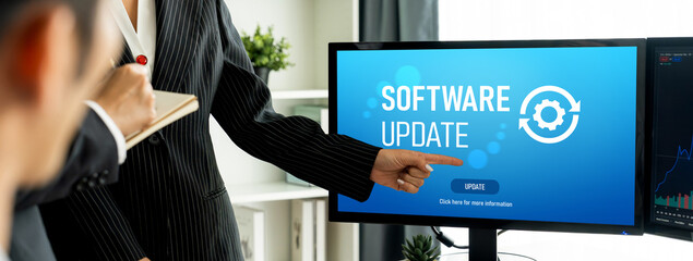 Wall Mural - Software update on computer for brisk version of device software upgrade