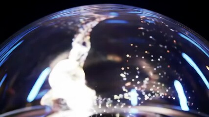 Abstract art: Brain in glass dome with light dots, technology, science, innovation
