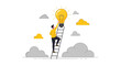 © Niken - Reaching The Lightbulb Above to Illustrate A Great Idea With Abstract Design