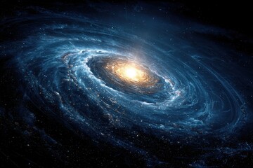 Wall Mural - Cosmic Wonder: Spinning Spiral Galaxy in the Heart of the Universe at Night, Featuring Earth and Distant Stars