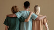 © photo for everything - Healthcare team united, shoulders together in solidarity. Diverse group of coworkers display cooperation and support while wearing professional uniform.