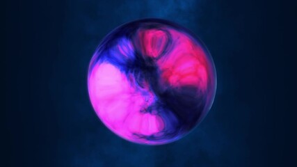 Wall Mural - Surreal cosmic orb in vivid purple and blue hues suspended against a dark background