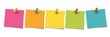 © Zabi - Five colorful sticky notes pinned in a row against a white background in a horizontal composition