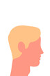© Monika Jurczyk - Side-profile vector portrait of a white man with blonde hair. Flat design, isolated on white, perfect for avatars, character design, editorial, and web projects. High-res PNG on transparent background