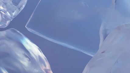 Sticker - seamlessly looping abstract background featuring translucent icy layers slowly shifting and overlapp