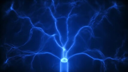 Wall Mural - Seamlessly looping video of a glowing neon blue plasma field with intricate moving patterns background, digital, commercial
