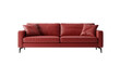 © Hanna - Realistic red leather sofa with pillows isolated on black background