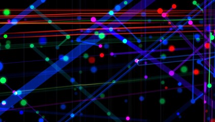 Canvas Print - Colorful Digital Lines and Dots