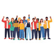 © Wahyutri - Diverse Group of People Waving and Smiling Together.
