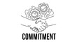© Paula - Commitment concept vector. Handshake with gears symbol of business partnership, agreement and deal. Metaphor for teamwork, collaboration, cooperation and synergy process.
