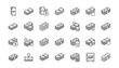 © Daniela - Money line icon set vector. Cash, banknote stack, and dollar bill bundle. Finance and business concepts. Currency, savings, payment, and investment. Wealth, profit, and income.