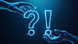© Emongrapic - Question and Answer Marks Digital Hands Information Assistance