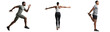 © Faizan - Athletic man doing running sprint exercise and stretching leg muscles for warm up and cool down routine on transparent background