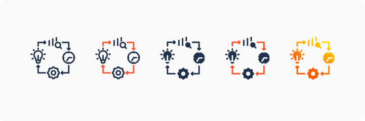 System Development Life Cycle icon set multiple style collection