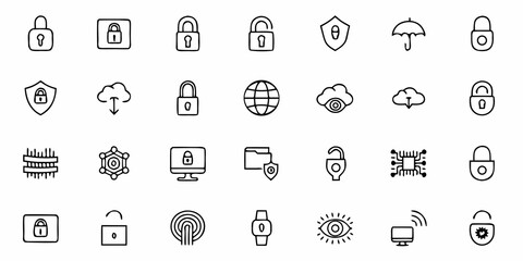 Elevate Your Security Designs with this Versatile Collection of Hand-Drawn Style Data Protection, Cyber Security, and Privacy Icons for a Modern and Professional Look