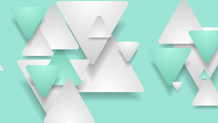 Wall Mural - Mint and grey paper triangles abstract tech background