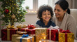 © PIX OF WORLD AI - Joyful Indian Mother and Son Celebrate Festive Season with Gifts