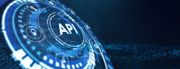 API - Application Programming Interface. Software development tool. Business, modern technology, internet and networking concept. 3d illustration