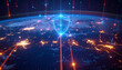 © Pearry - Digital Shield: Conceptual artwork, a glowing digital shield symbolizes network security, protecting the globe, with vibrant data streams in a captivating display.
