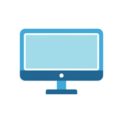 Minimalist computer monitor icon representing digital display technology, a flat graphic design element suitable for web interfaces and user experience applications
