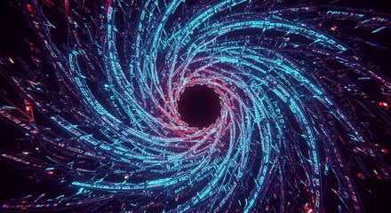 Neon Chrome Binary Code Vortex Background