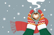 © Ahmad - Stay cozy this winter with a warm cup of coffee in mittens, perfect for holiday cards and seasonal promotions, bringing festive cheer and comfort