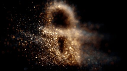 Wall Mural - Abstract glowing particles forming a dynamic luminous shape against a dark background