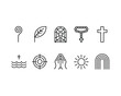 © Victor Gallery - Set of 10 minimalist line art religious icons for scalable vector graphics eps silhouette